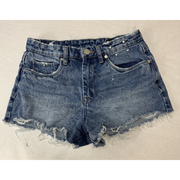 Grunge Y2K Blank NYC VTG High Rise Shorts Sz 28 The Barrow Denim Distressed 27 - Picture 1 of 9
